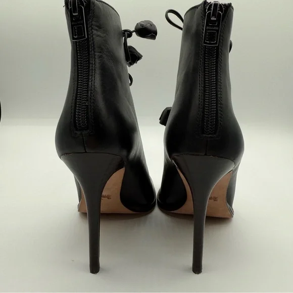 Coach Lena Black Lace-Up Peep-Toe Ankle Booties With Stiletto Heel Size 6B - Picture 13 of 16